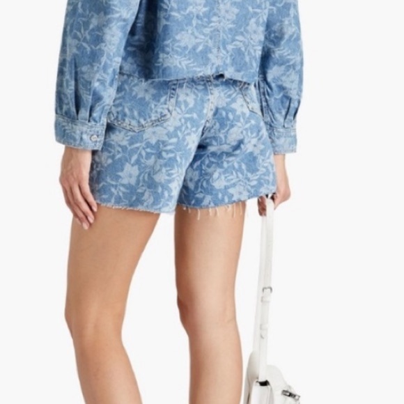 Rag & Bone Maya High Rise Floral Laser Print Raw Hem 6” Jean Short Size 25 EUC! - Picture 6 of 15
